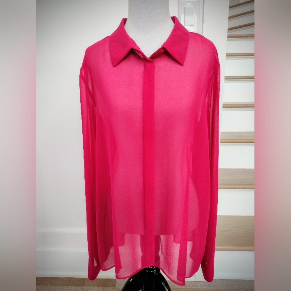 Nwot Bcbgeneration W's Large Sheer Collared Butto… - image 1